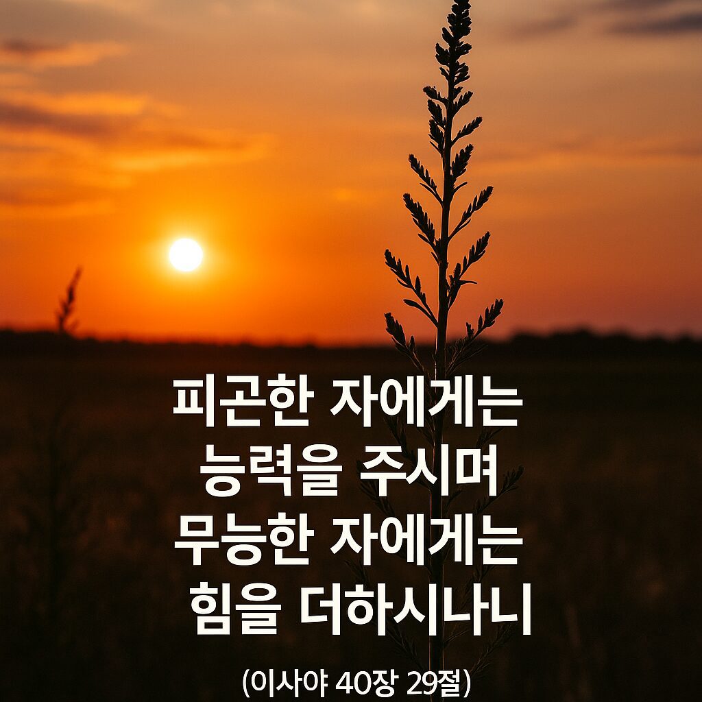 ✝️ 이사야 40장 29절 – 연약한 자에게 힘을 주시는 하나님