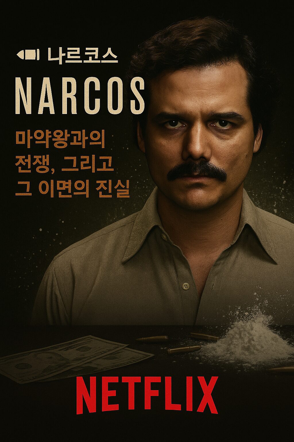 🎬 나르코스 (Narcos) – 마약왕과의 전쟁, 그리고 그 이면의 진실. 콜롬비아 마약 카르텔과 미국 DEA의 치열한 대립 속에서 드러나는 권력, 돈, 인간의 욕망을 생생하게 그려낸 범죄 드라마!