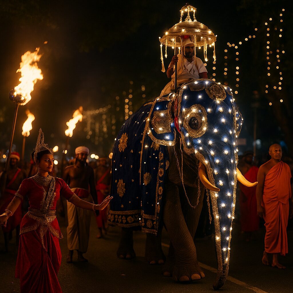 스리랑카 페라헤라 축제 (Kandy Esala Perahera Festival) – 불빛과 코끼리가 행진하는 신성한 밤