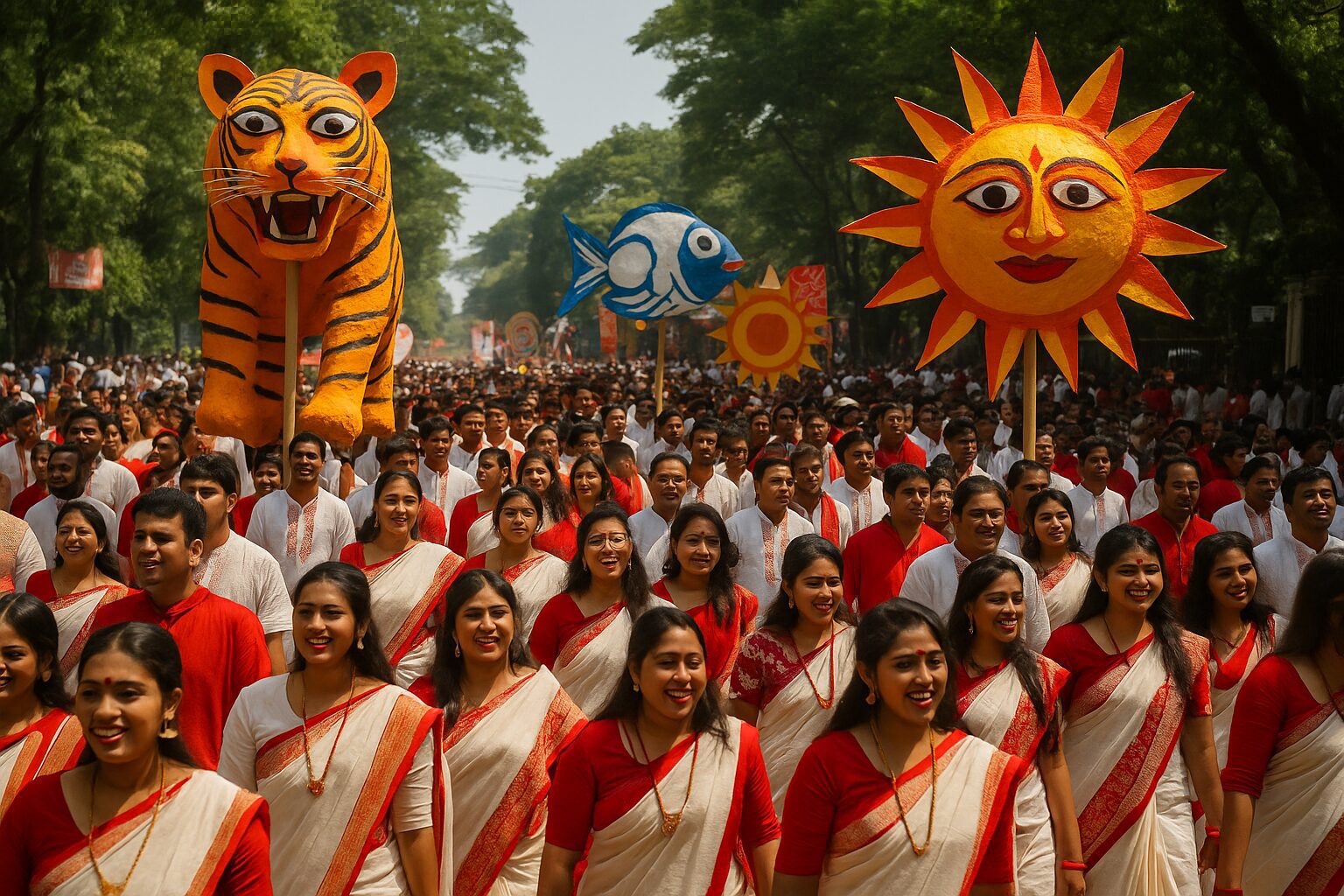 방글라데시 보이샤키 축제 (Pohela Boishakh Festival) – 새해의 기쁨이 거리로 피어나다