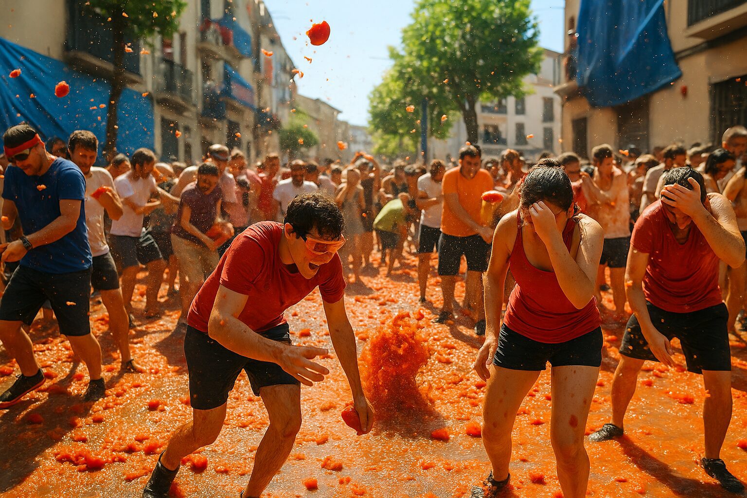 세계에서 가장 뜨거운 여름 전쟁! 스페인 부뇰에서 열리는 토마토축제(La Tomatina)로 떠나보세요. 붉은 토마토 물결 속 웃음과 자유의 하루 🍅✨