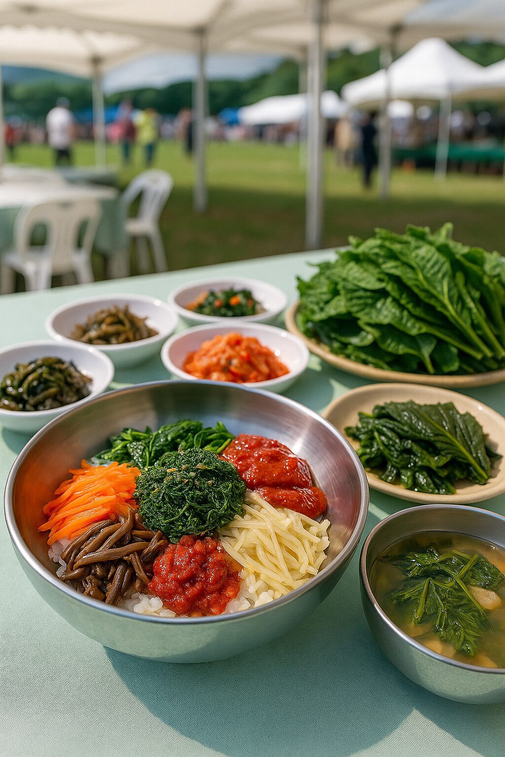 🌿 양구 곰취향토음식축제 – 향긋한 봄나물의 향연 곰취비빔밥과 곰취전으로 즐기는 봄철 건강밥상! 청정 자연과 미식이 어우러진 양구의 향토축제.