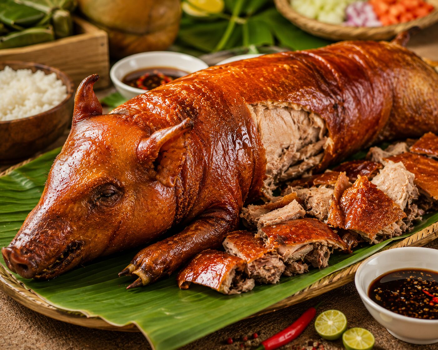 필리핀 레촌 – 바삭한 껍질이 매력적인 통돼지 바비큐
